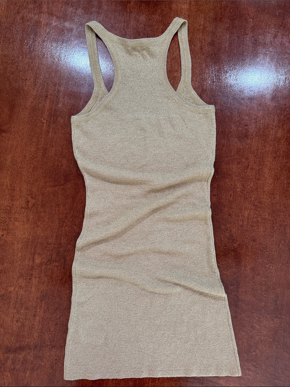 Eris Shimmery Gold Ribbed Racer Back Tank/Tunic - Picture 4 of 8